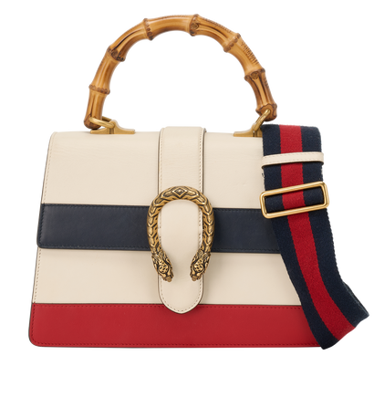 Medium Dionysus Bamboo Top Handle, &pound;850, Handbags, Blue/Red/White, Leather, Front view